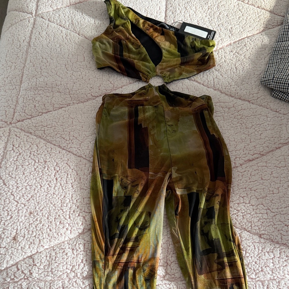 PrettyLittleThing Olive and Black Jumpsuit